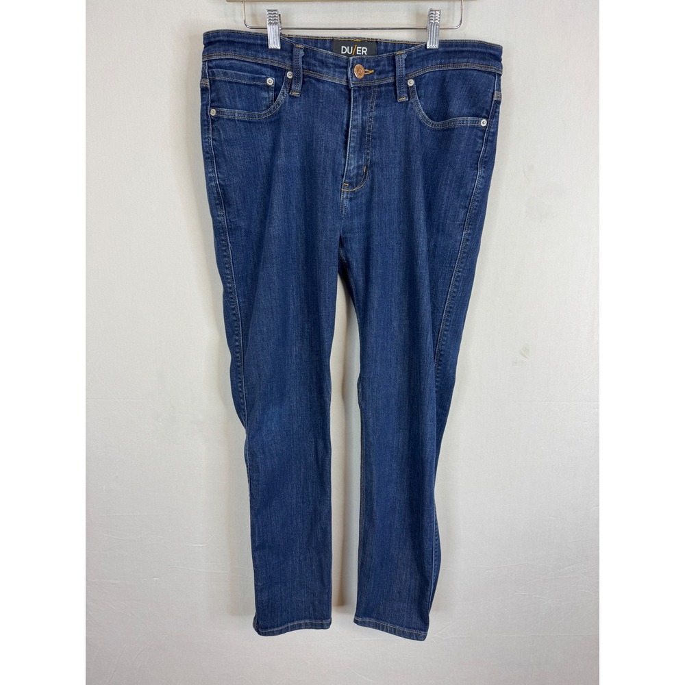 DU/ER L2X Slim Fit Jeans Mens 34x32 Dark Wash Blue Performance Denim COOLMAX